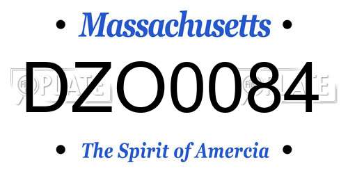 DZO0084 Massachusetts License Plate
