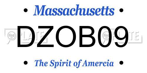 DZOB09 Massachusetts License Plate