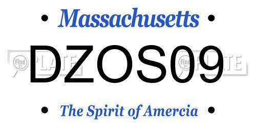 DZOS09 Massachusetts License Plate
