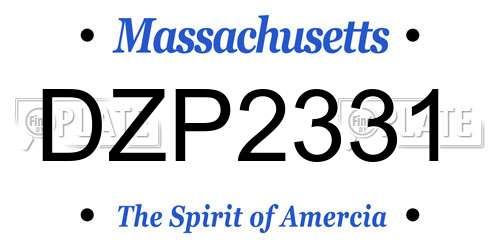 DZP2331 Massachusetts License Plate