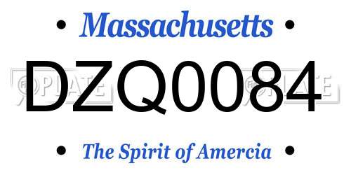 DZQ0084 Massachusetts License Plate