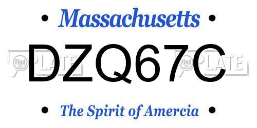 DZQ67C Massachusetts License Plate