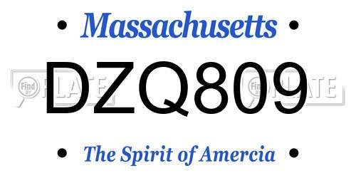 DZQ809 Massachusetts License Plate