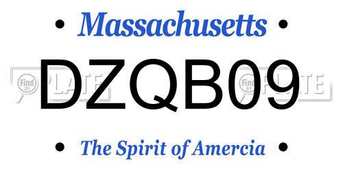 DZQB09 Massachusetts License Plate