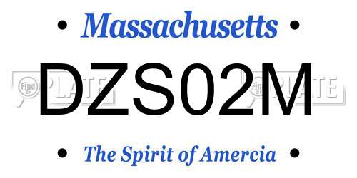 DZS02M Massachusetts License Plate