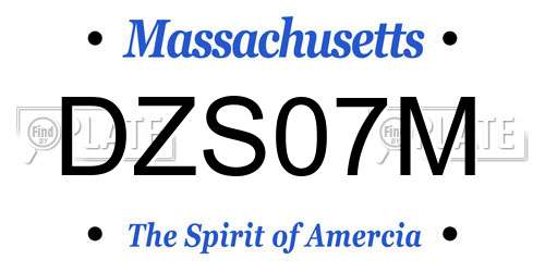 DZS07M Massachusetts License Plate