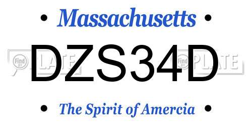 DZS34D Massachusetts License Plate