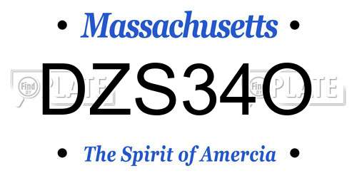 DZS34O Massachusetts License Plate