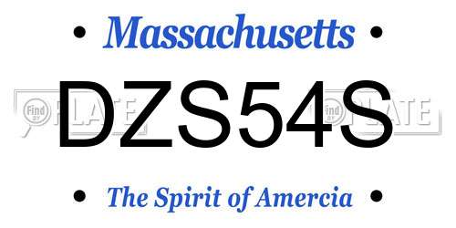 DZS54S Massachusetts License Plate