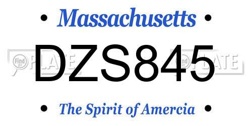 DZS845 Massachusetts License Plate