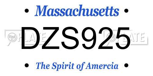 DZS925 Massachusetts License Plate