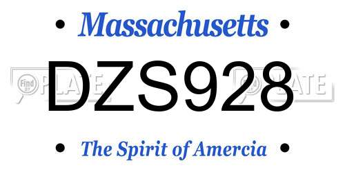 DZS928 Massachusetts License Plate