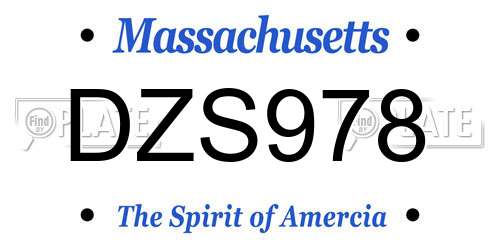 DZS978 Massachusetts License Plate