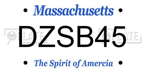 DZSB45 Massachusetts License Plate