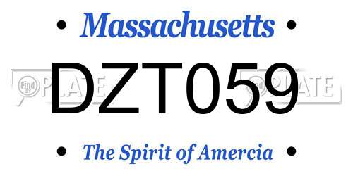 DZT059 Massachusetts License Plate