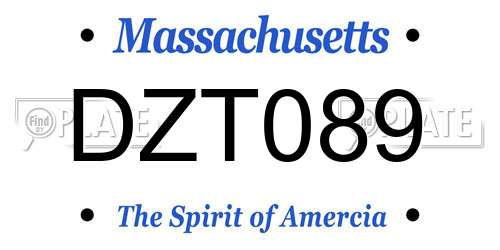 DZT089 Massachusetts License Plate