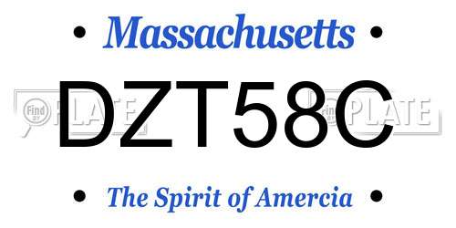 DZT58C Massachusetts License Plate