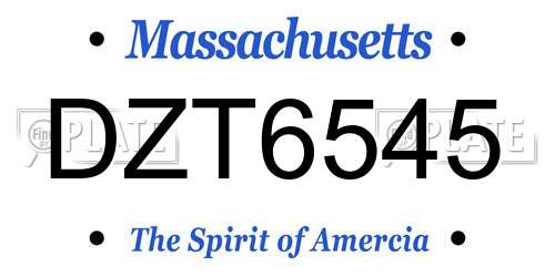 DZT6545 Massachusetts License Plate