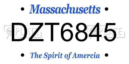 DZT6845 Massachusetts License Plate