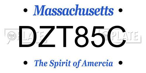 DZT85C Massachusetts License Plate