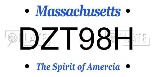 DZT98H Massachusetts License Plate