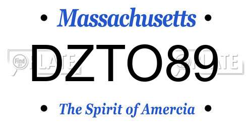 DZTO89 Massachusetts License Plate