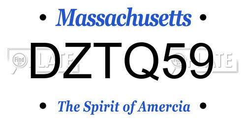 DZTQ59 Massachusetts License Plate