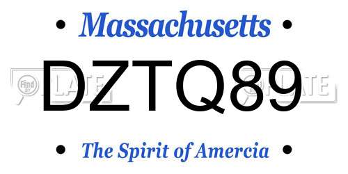 DZTQ89 Massachusetts License Plate