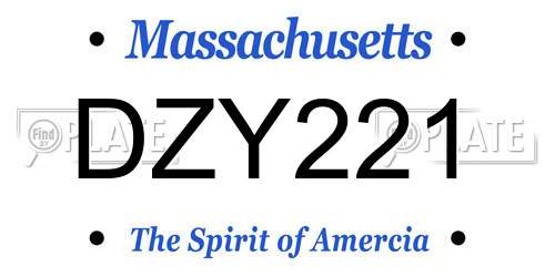 DZY221 Massachusetts License Plate