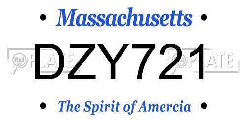 DZY721 Massachusetts License Plate