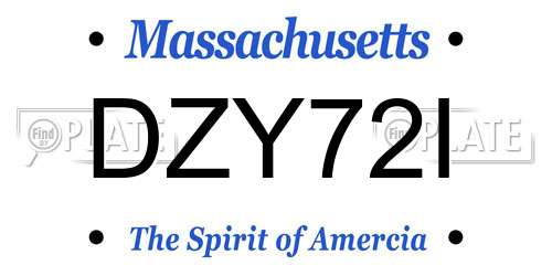 DZY72I Massachusetts License Plate