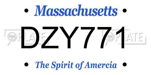 DZY771 Massachusetts License Plate