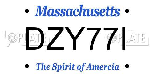 DZY77I Massachusetts License Plate