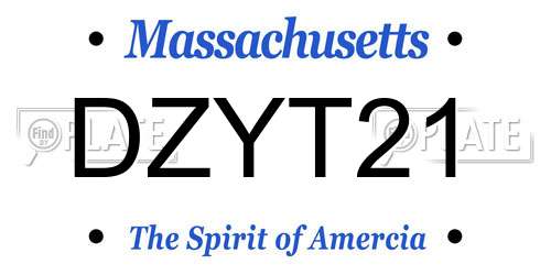 DZYT21 Massachusetts License Plate