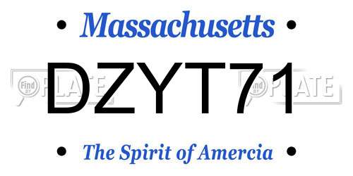 DZYT71 Massachusetts License Plate