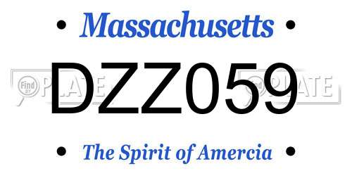 DZZ059 Massachusetts License Plate
