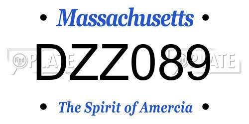 DZZ089 Massachusetts License Plate