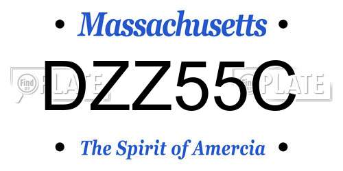DZZ55C Massachusetts License Plate