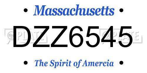 DZZ6545 Massachusetts License Plate