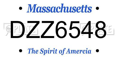 DZZ6548 Massachusetts License Plate