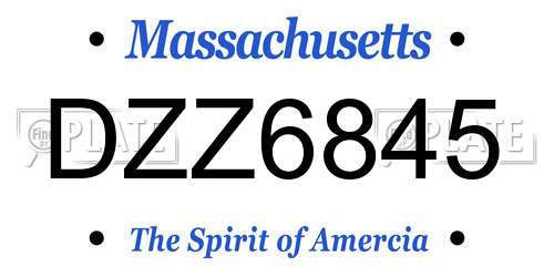 DZZ6845 Massachusetts License Plate