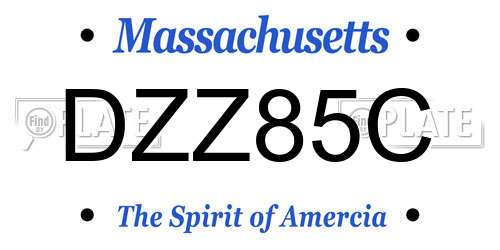 DZZ85C Massachusetts License Plate