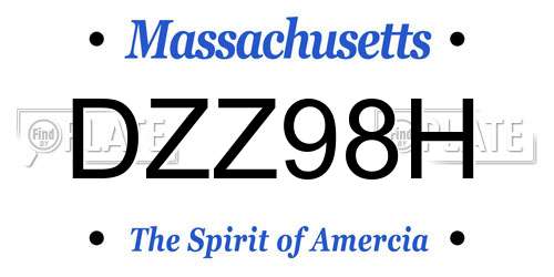 DZZ98H Massachusetts License Plate