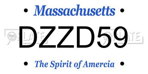 DZZD59 Massachusetts License Plate