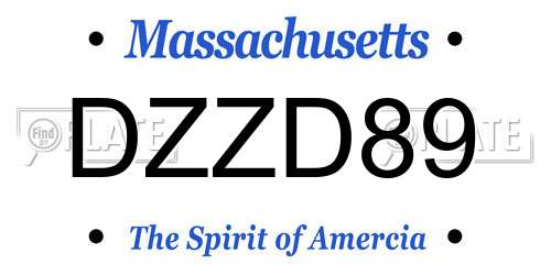 DZZD89 Massachusetts License Plate