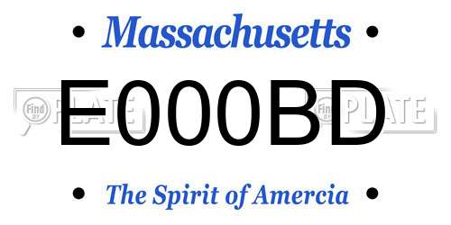 E000BD Massachusetts License Plate
