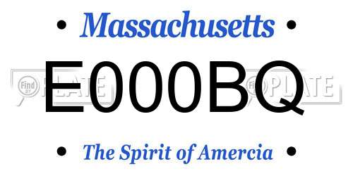 E000BQ Massachusetts License Plate