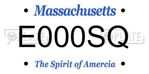 E000SQ Massachusetts License Plate
