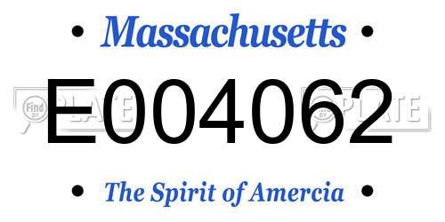 E004062 Massachusetts License Plate