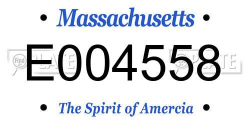 E004558 Massachusetts License Plate